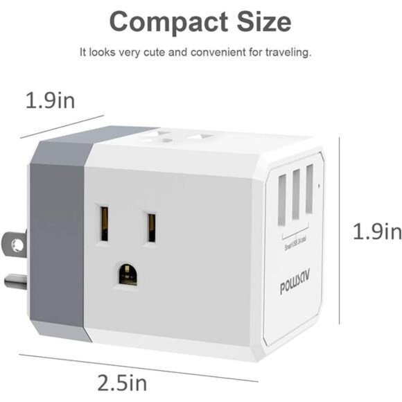 Multi Plug Outlet, Outlet expanders, POWSAV USB Wall Charger with 3 USB - Picture 6 of 7